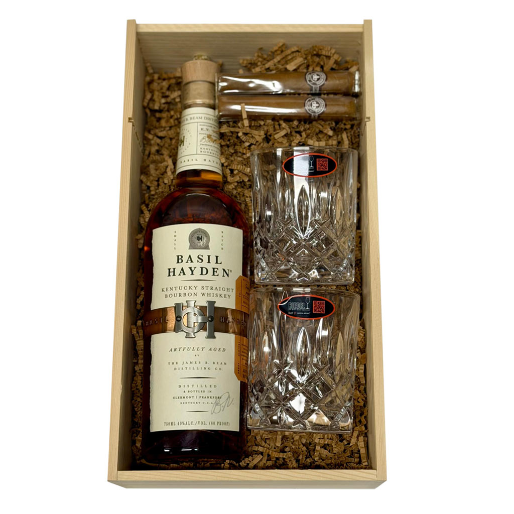 Basil Hayden Bourbon Gift Set with Glasses & Cigar