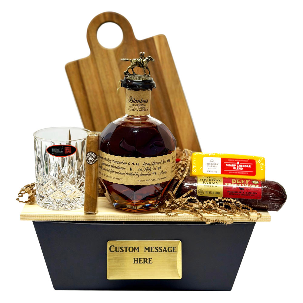 Blanton's Bourbon Gourmet Gift Basket with Glass & Cigar