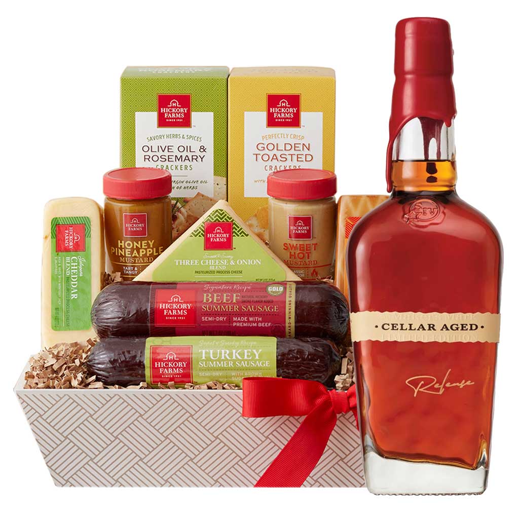 Maker's Mark Cellar Aged Bourbon And Cheese Gift Basket