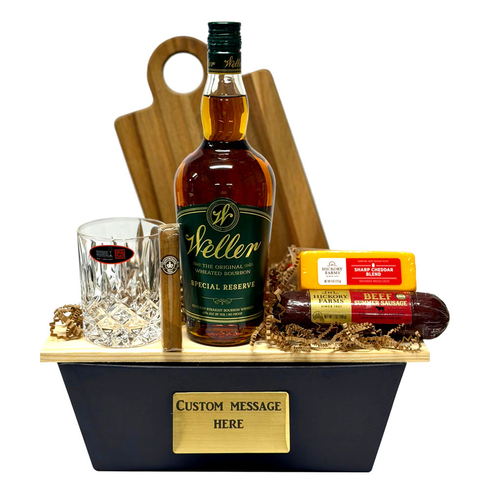 Weller Special Reserve Bourbon Gift Basket with Glass & Cigar