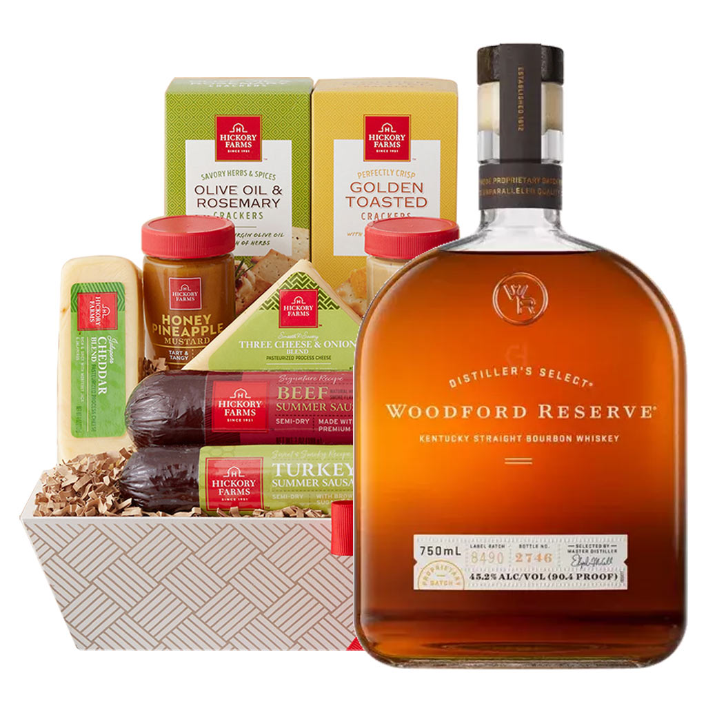 Woodford Reserve Bourbon & Cheese Gift Basket