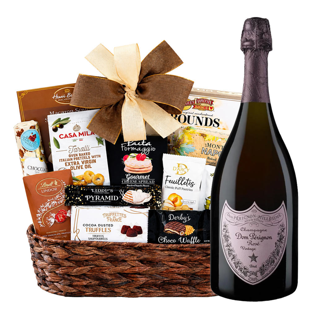 Dom Perignon Rose Champagne with Bon Appetit Gift Basket