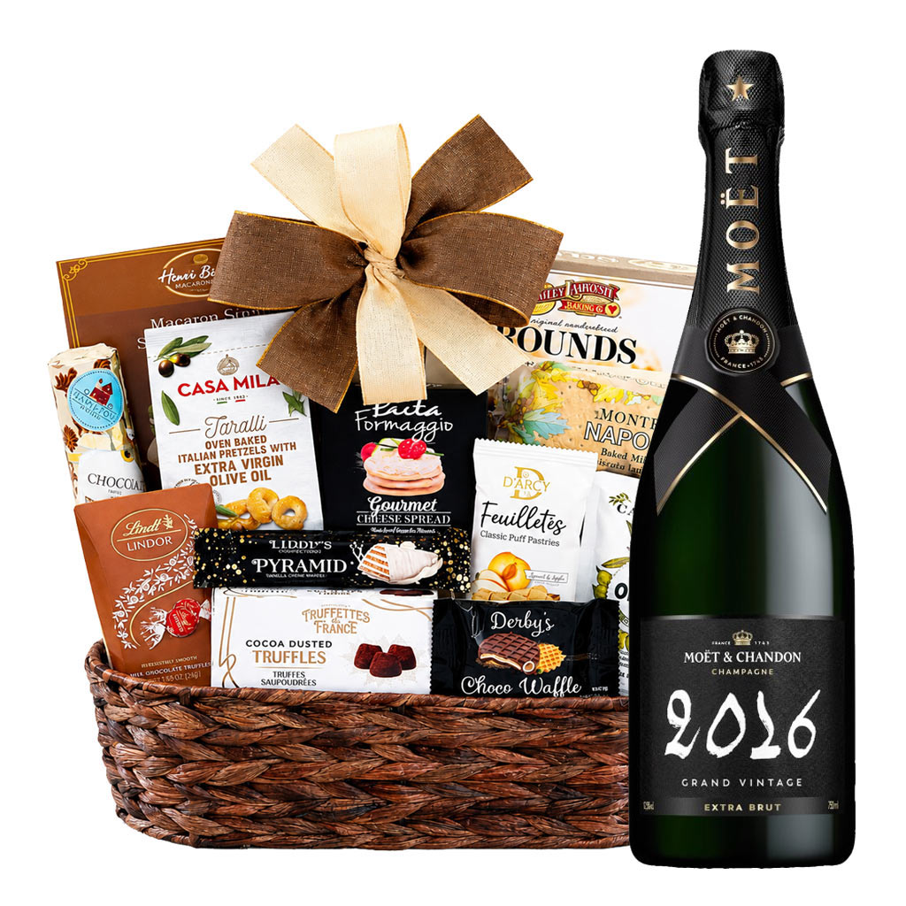 Moet & Chandon Grand Vintage 2016 Champagne With Bon Appetit Gourmet Gift Basket