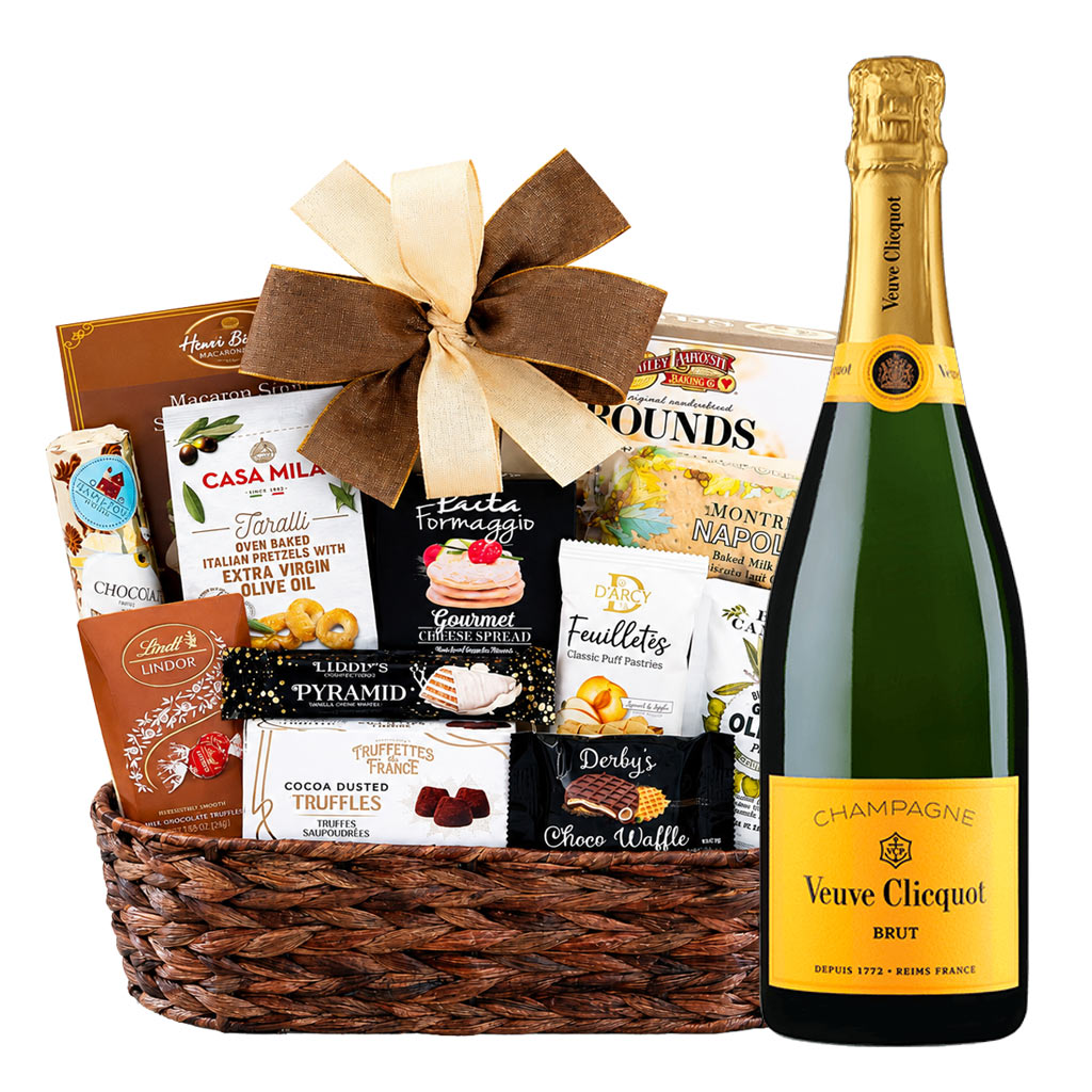 Veuve Clicquot Brut Champagne and Bon Appetit Gourmet Gift Basket