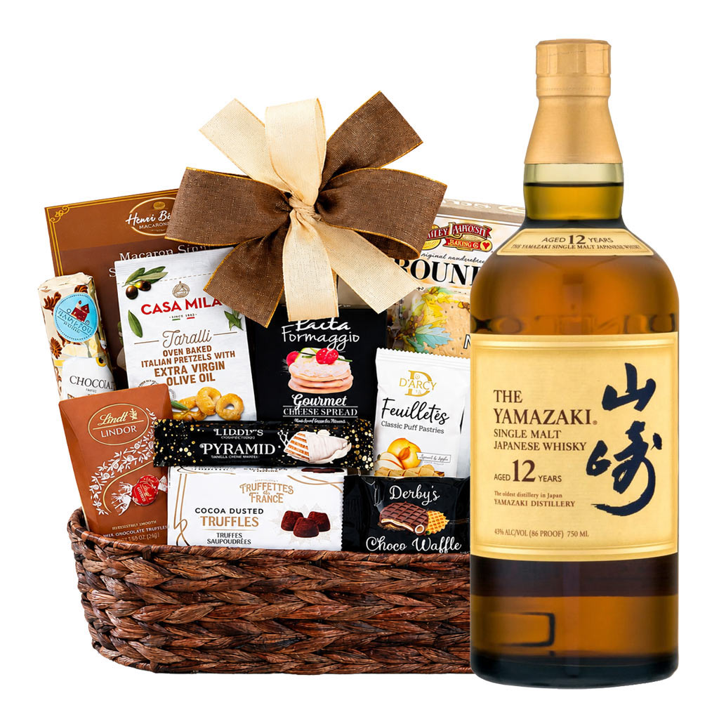 Yamazaki 12 Year Japanese Whiskey with Bon Appetit Gourmet Gift Basket