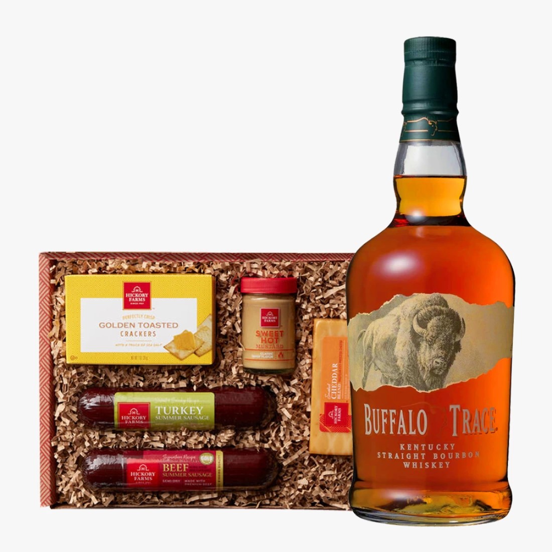 Hickory Farms and Buffalo Trace Bourbon Gift Set