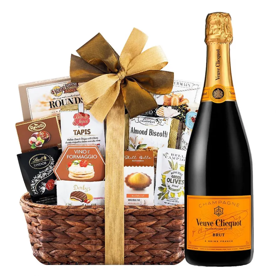 Veuve Clicquot Brut Champagne and Bon Appetit Gourmet Gift Basket