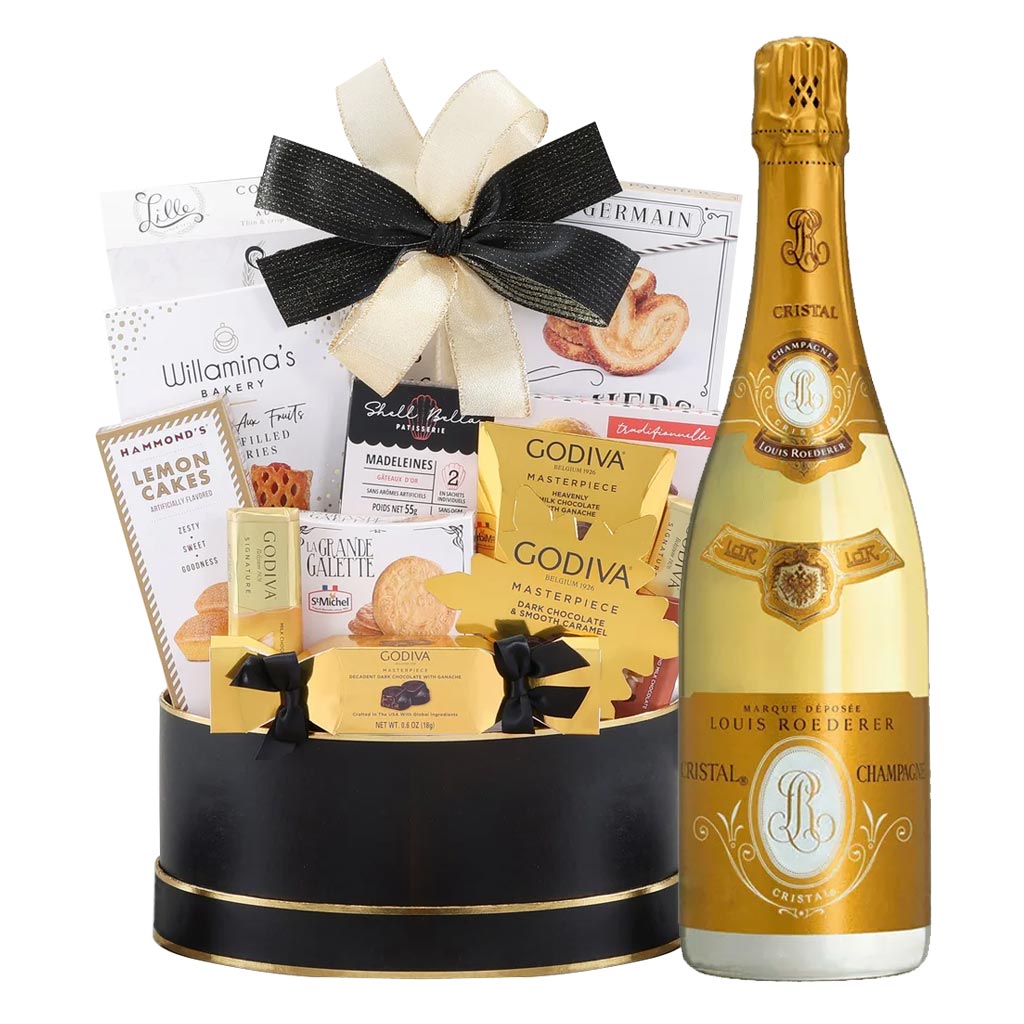 Louis Roederer Cristal Champagne And Golden Gift Basket