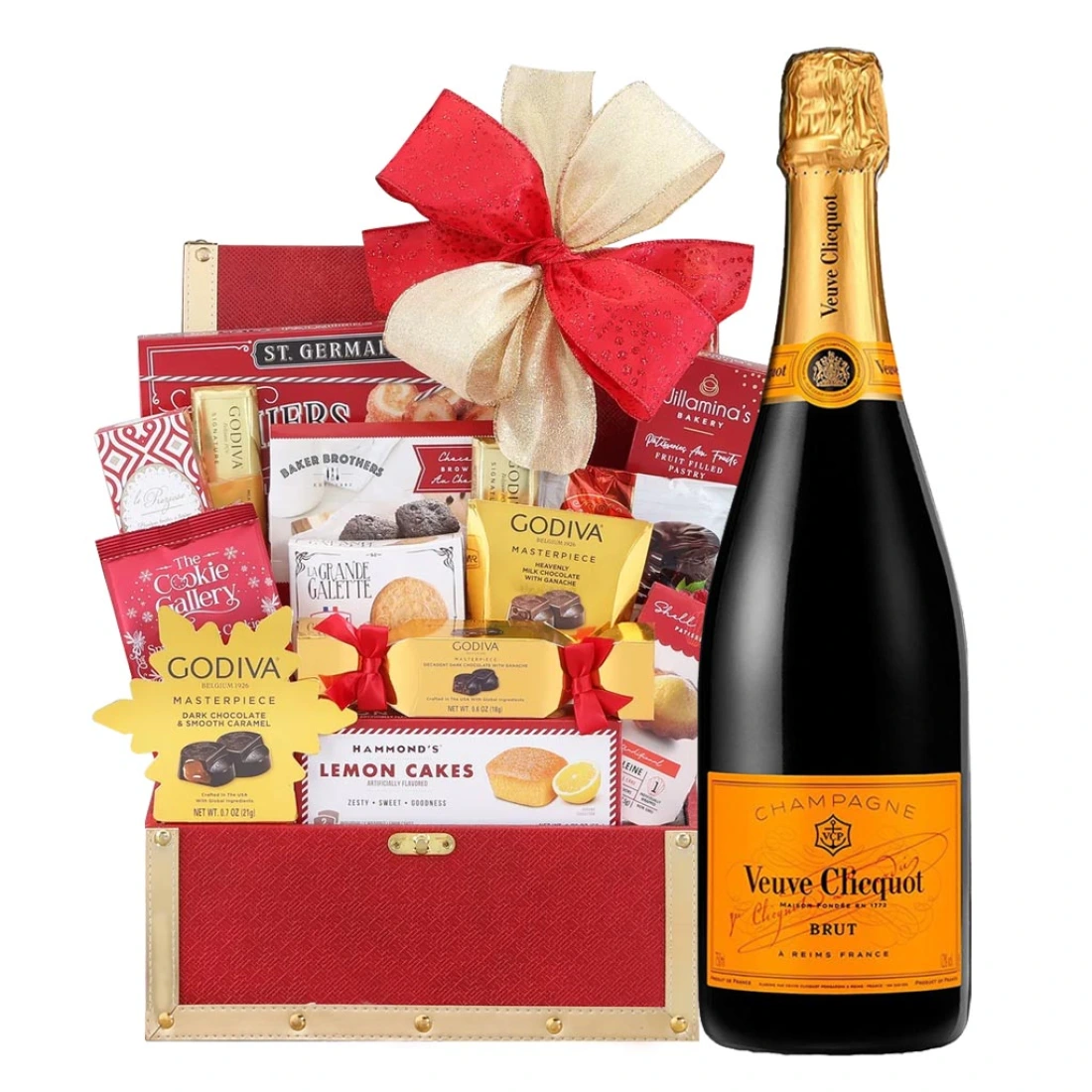 Veuve Clicquot Champagne With Golden Godiva Chocolate Gift Basket