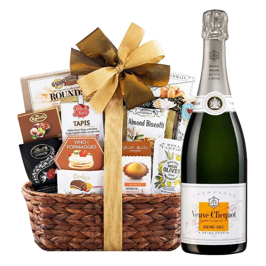 Veuve Clicquot Demi Sec Champagne and Bon Appetit Gift Basket
