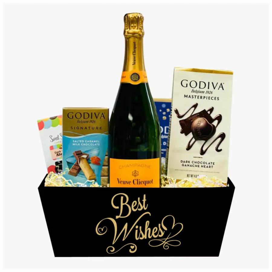 Wedding Gift Basket with Veuve Clicquot Champagne